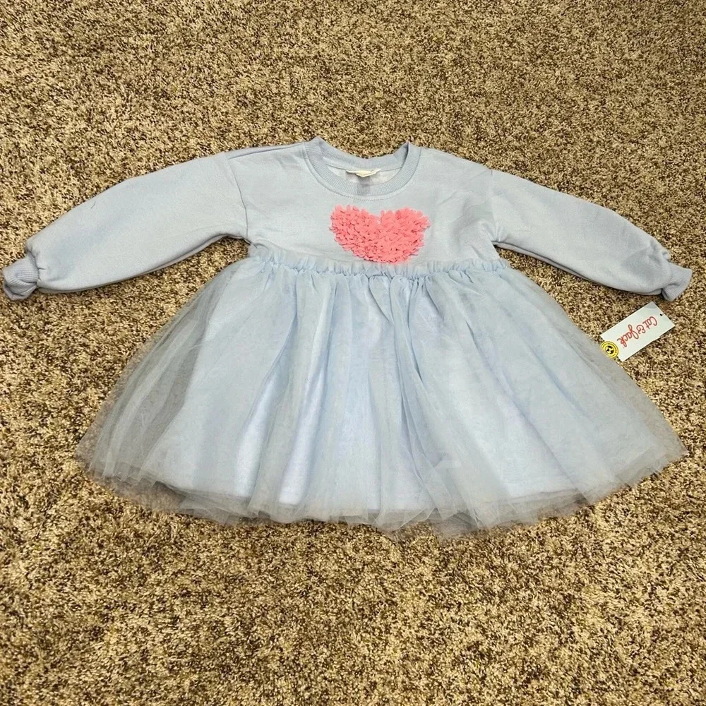 Cat & Jack Bundle Pink Baby Doll Dress & Baby Blue Dress Both New!